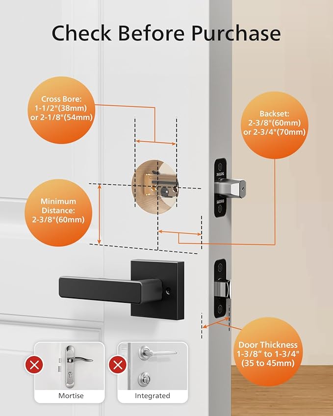 Philips Smart Lock with Handles, Keyless Entry Door Lock Set, Smart Door Lock with 2 Level Handles, Digital Keypad Deadbolt for Front Door, App Fingerprint PIN Code Unlocking, Auto Locking