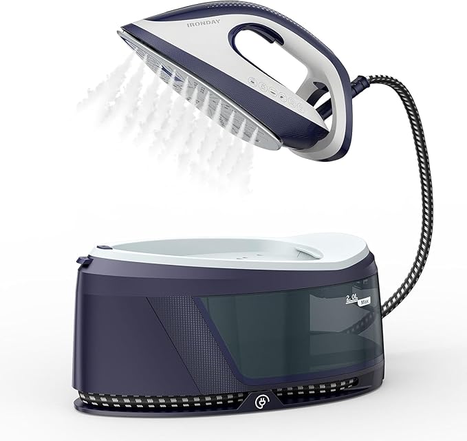 IRONDAY Steam Iron for Clothes,1500W Professional Steam Station,67.62oz Water Tank,Auto Shutoff,Self-Clean,ECO Mode, Iron Steamer with Ceramic Soleplate for Various Fabrics, Lock For Easy Carry