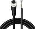 Lonlonty M8 Cable 4 Pin 6.5Ft/2M Female A Coding Circular Connector Cable Shielded IP67 Waterproof Single End A Code