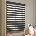 Tokblind Motorized Sheer Shade with Remote Control, Light Filtering Electric Roller Blind Compatible with Alexa via Hub, Rechargeable Smart Window Shade Custom Size (Light Filtering Black)