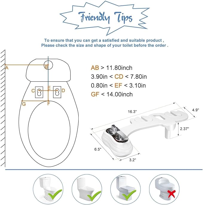 APURE BIDET A121 - Hot and Cold Water Bidet Attachment for Toilet Seat - Dual nozzle - Rear and Feminine Wash- Selfcleaning- Adjustable Water Pressure Non-Electric Bidet Toilet Seat Attachment