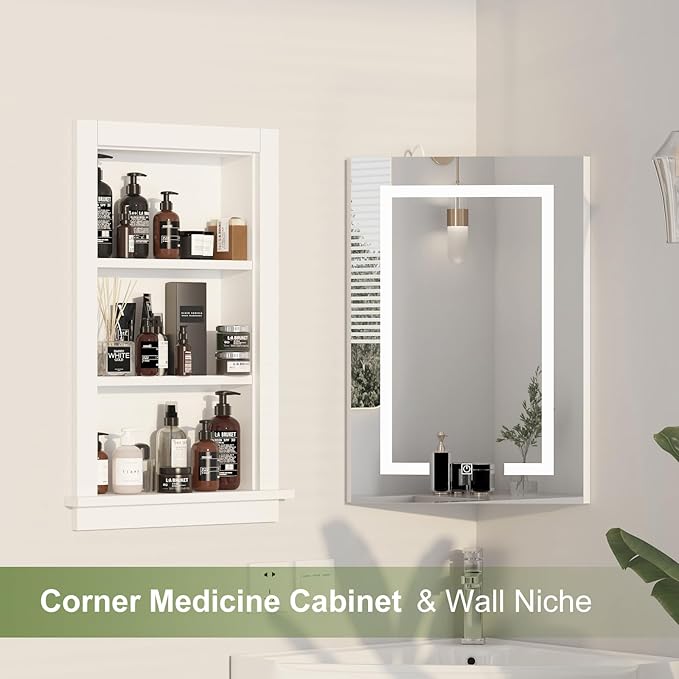 Recessed Medicine Cabinet for Bathroom Cabinet with Storage,14x24 in Wall Shower Niche Insert,3-Tier Bathroom Niche for Shower Wall,Recessed Wall Insert for Drywall,Fully Assembled,MDF