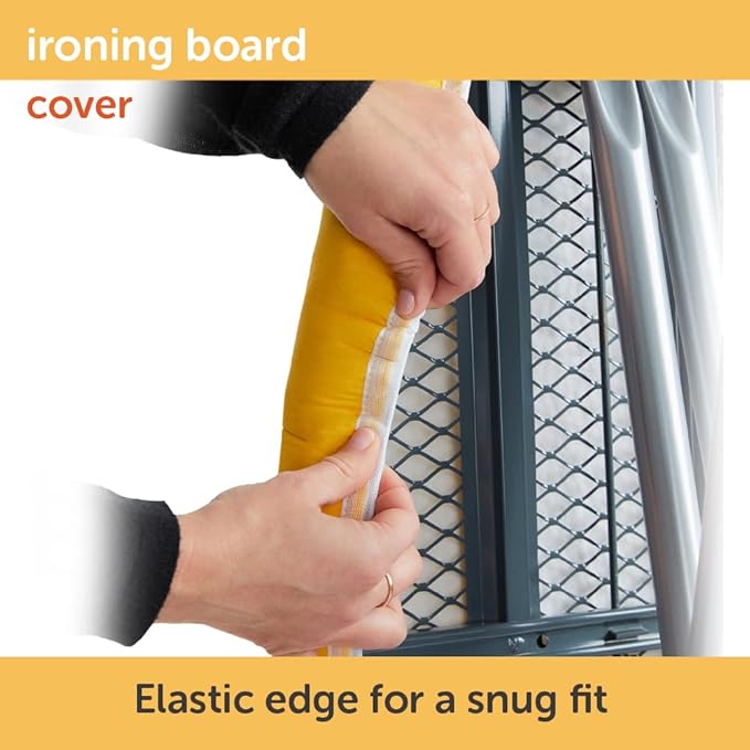oliso Ironing Board Cover – 100% Cotton with Professional Felt Pad, Fits Standard 54" x 15" Boards – Secure Fit with Wide Elastic Edge & Adjustable Straps – Yellow
