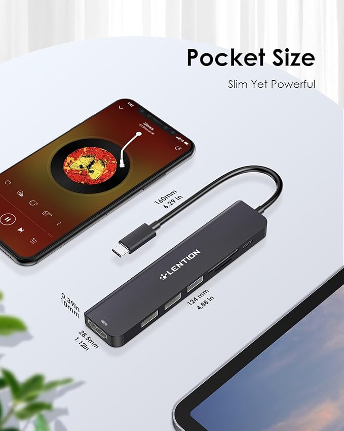 LENTION USB C Hub with 100W Charging, 4K@60Hz HDMI, Dual Card Reader, USB 3.0 & 2.0 Compatible 2025-2016 MacBook Pro, New Mac Air/Surface, Chromebook, More, Stable Driver Adapter (CB-CE18p.Black)