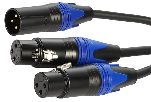 Seefeful (10 ft-1Pack) 1 Male to 2 Female XLR Y Splitter Micrphone Cable, 3pin Male to Dual Female Y-Splitter Balanced Mic Audio Cables for Stereo Mic to L & R Audio Track