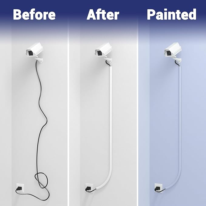 Cord Hider Wall, Wire Covers for Cords on Wall, Flexible Cable Concealer for Cable Hider, Self-Adhesive Silicone Wire Hider for TV Powers Home Office, W0.59inxH0.39in, White (118 inch)