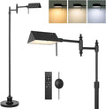 Bairth Dimmable Pharmacy Floor Lamp with Remote, 17W LED Reading Floor Lamp with 360°Swing Arm, 3 Color Temperature, Height Adjustable Black Standing Task Lamp for Living Room, Bedroom, Black