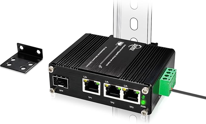 3 Ports Mini Industrial Gigabit Ethernet Switch 10/100/1000Mbps RJ45, by Zhpuostd