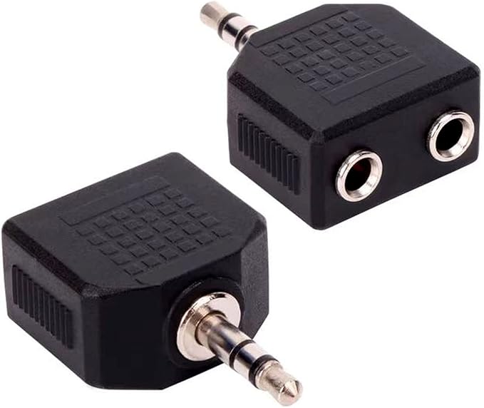 Sairps 3.5mm +Headphone +Splitter, Double Headphone Jack Adapter 3.5mm to 1/8 Adapter y Splitter-2 Pack