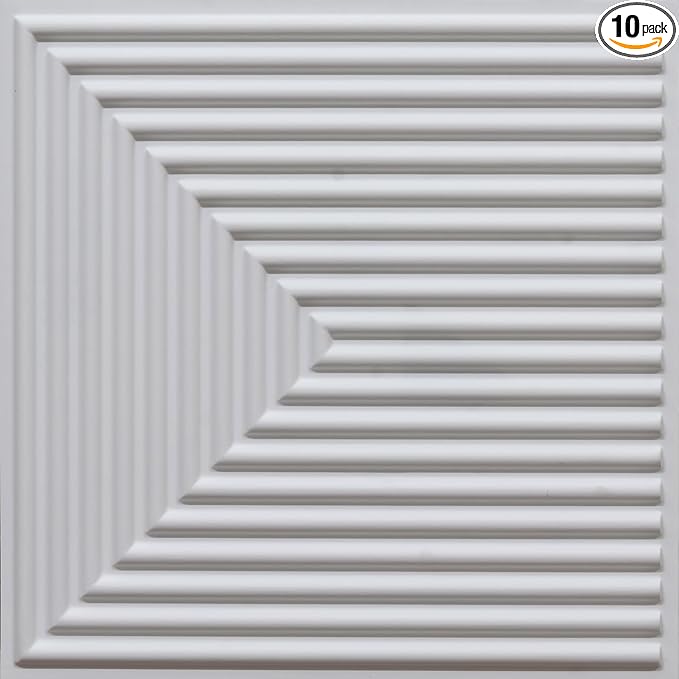 From Plain To Beautiful In Hours 9004 Depth Tier PVC 12 in x 12 in Peel and Stick Wall Panels (Covers / 10 sq.ft), White Matte, 10 Piece