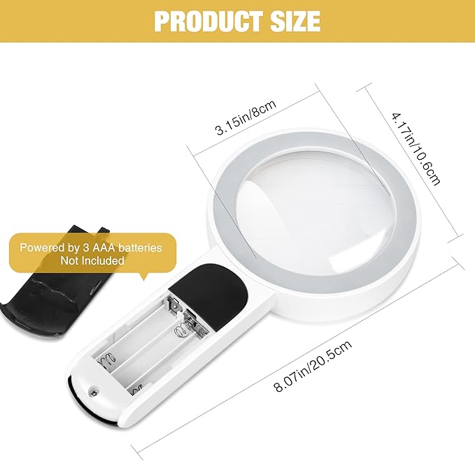 Magnifying Glass with Light, High Magnification Handheld Large Magnifying Glass - Image 2