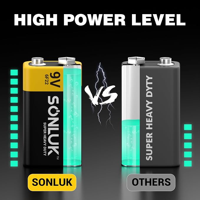 9V Batteries 10 Pack Carbon Zinc 6F22 Square 9 Volt Battery - Image 2