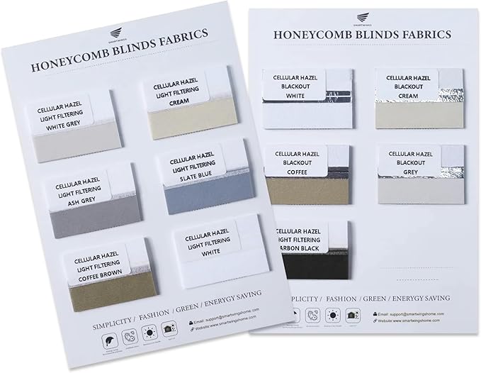 SmartWings Cellular Fabric Samples,100% Blackout & Light Filtering Fabric, Used in Hazel Cellular Shades, Multi-Color