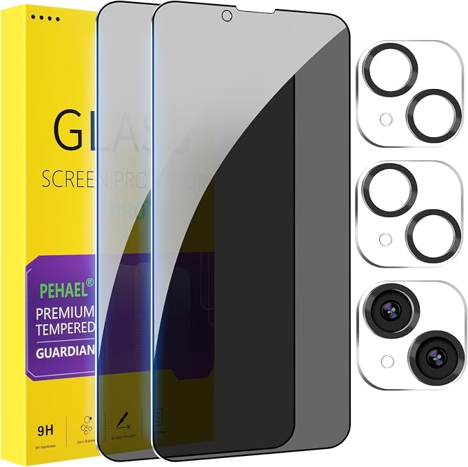 PEHAEL 2+2 Pack for iPhone 14 Privacy Screen Protector by PEHAEL
