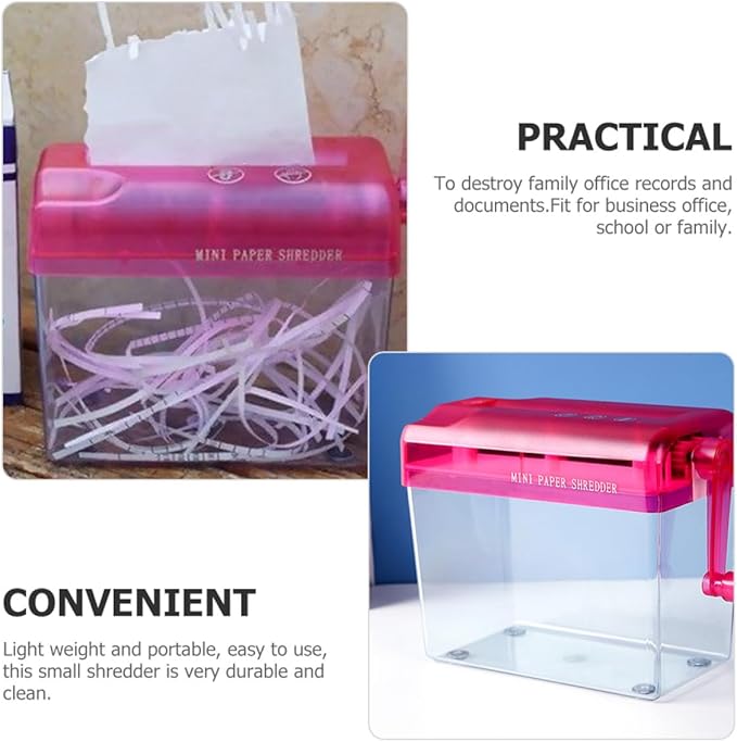 DEARMAMY Manual Paper Shredder for Home and Office, Mini Handheld A4 Paper Cutter, Wear-Resistant Portable Desktop Shredder for School and Household Use