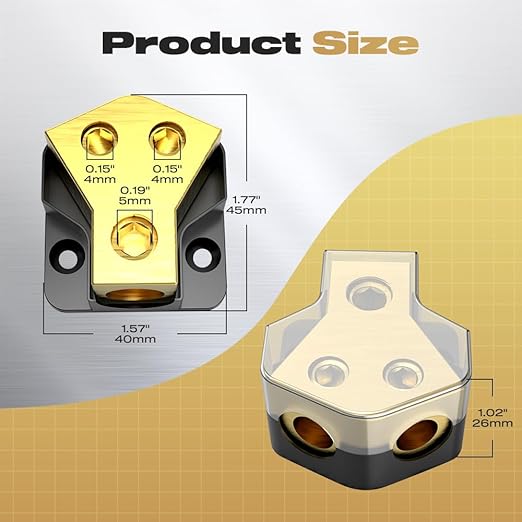 Distribution Block Car Audio, 2 Way 0/2/4 Gauge in 4/8/10 Gauge Out Amp Power Distribution Block Car Audio Splitter for Vehicles Boats 2PCS