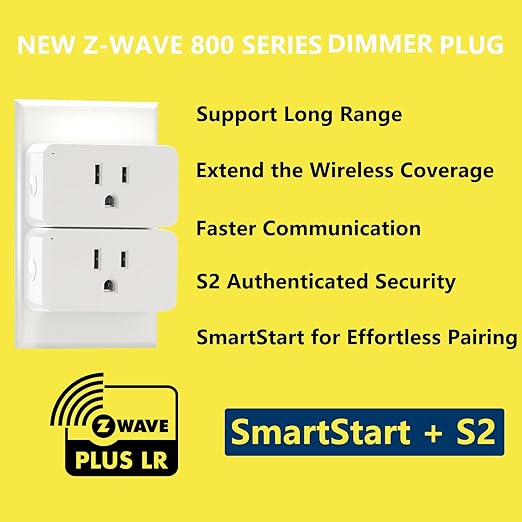 Minoston 800 Series Z-Wave Plug Dimmer Smart Plug-in Outlet, Built-in Repeater Range Extender, Z-Wave Hub Required, Compatible with Alexa, SmartThings, Z-BOX, Home Assistant (MP31ZD)