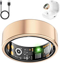 Smart Health Ring for Women Men, Fitness Tracker Ring with Heart Rate, Blood Oxygen, Sleep Tracker, Step Tracker, No Subscription Fee, IP68 Waterproof Smart Ring for iphone & Android (Rose Gold, 8#)