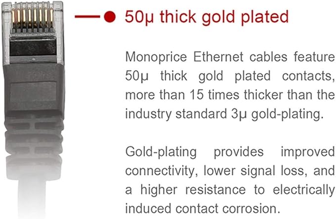 Monoprice Cat5e 10ft Yellow Patch Cable UTP 24AWG 350MHz Pure Bare Copper - Image 3