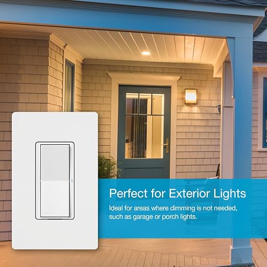 Lutron Claro Smart Light Switch for Caseta Lighting, for LED Lights, Fans, 5 Amp, Single-Pole/3-Way, Neutral Required, DVRF-5NS-LA, Light Almond