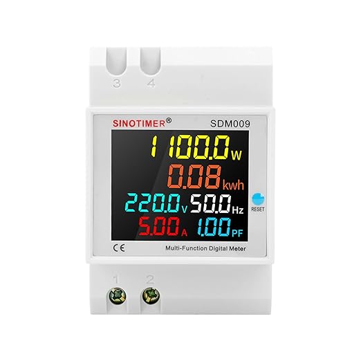 6IN1 Single Phase Energy Meter Din Rail Electricity Usage Monitor AC 40-300V 100A Voltmeter Ammeter Watt Kwh Frequency Power Meter Built-in CT 110V
