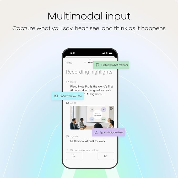 Plaud NotePin S AI Voice Recorder, Wearable AI Notetaker, AI Transcribe & Summarize, Support 112 Languages, 64GB Memory, Audio Recorder for Meetings Interviews with 4 Accessories, Silver