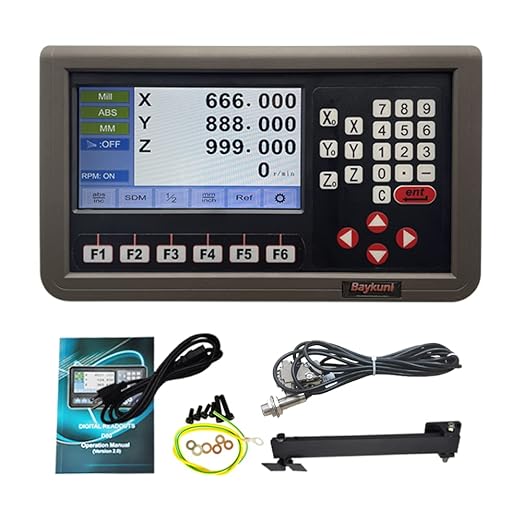 3 Axis DRO LCD Screen Metal Shell Digital Readout Display for Bridgeport Mill MIlling Machine Lathe Machine Tools (D80M-3V RPM Hall Sensor)