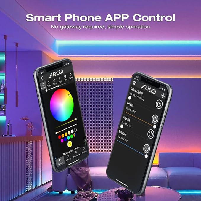 ESP32 PWM WLED LED Controller 5 Modes in 1 DC 12-24V WiFi Wireless App Control Easy Wiring DIY Static Dynamic Mode Lighting For Analog RGBCCT RGBW RGB WWCW CCT Dimmer Strip Light WLED Pre-installation
