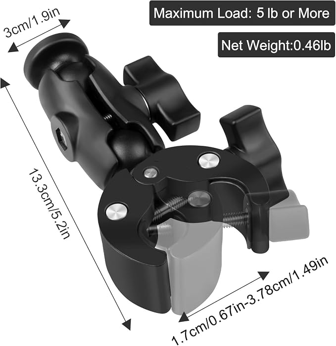 Taisioner Super Camera Clamp Mount Double Socket Arm 1/4"-20 Ball Head Adapter - Image 5