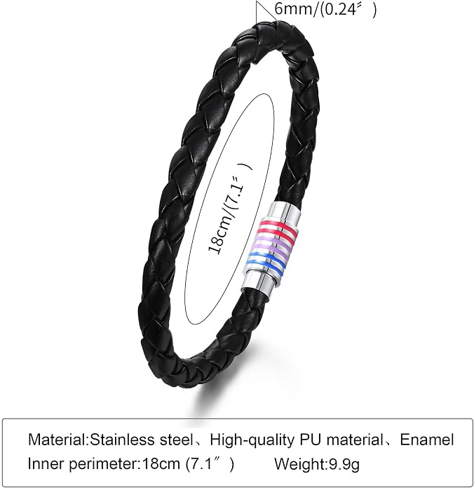 Nanafast Titanium Stainless Steel Rainbow LGBT Pride Bracelet Handmade Braided - Image 2