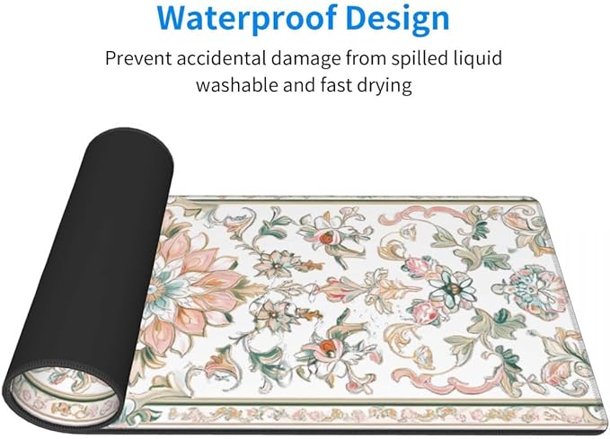 CANFLASHION Desk Pad,Office Desk Mat 31.5"×11.8" Large Gaming Mouse Pad,Durable Extended Computer Mouse Pad,Waterproof Thick Big Mouse Pads with Non-Slip Rubber Base Office Home Romantic Floral Rug