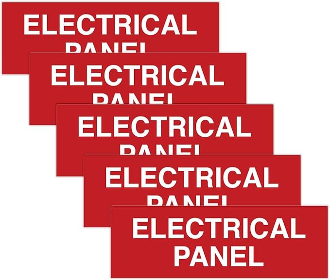 All Quality Basic Electrical Panel Sign - Fire Regulation Safety Compliance Sign Red - Medium (5 Pack)