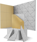 Topnaca 18 Pack Acoustic Panels Sound Absorbing for Wall Home Office, Gary Cut-line Decorative Sound Reducing Art Peel and Stick Ceiling Tiles for Recording Studio Acoustical Treatments Gaming Room