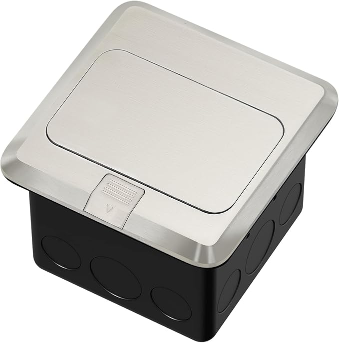 Vagueior Pop-Up Floor Box Kit, 20A Tamper-Weather Resistant Receptacle GFCI Outlet, Corrosive Resistant Hardware, ETL Certified Stainless Steel Color