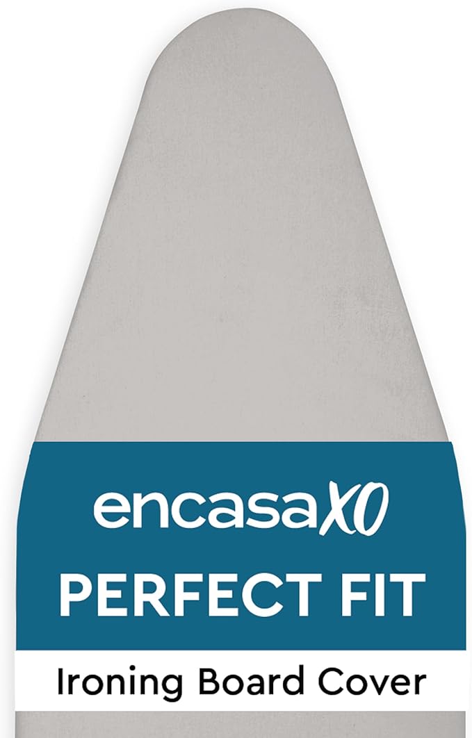 Encasa Homes Replacement Ironing Board Cover with Extra Thick Pad, Plain Colors, Elasticated, (Fits Standard Large Boards of 54"x15") Heat Reflective, Scorch Resistant, Heavy Duty - Light Grey