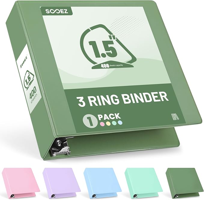 Sooez BinderX Extra Durable 1.5 Inch 3-Ring Binder, Holds 400 Sheets of 8.5x11 by Sooez