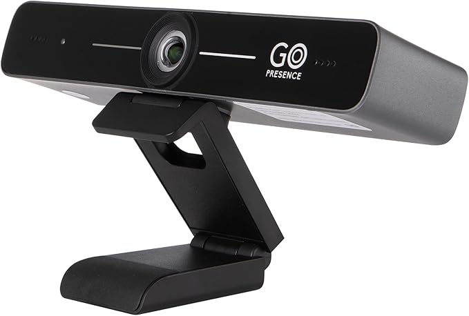 GoPresence Smart 4K Compact Video Conference Camera – Ultra HD 120° Wide Lens, AI Auto-Framing, Noise-Cancelling Mics, 20ft Pickup, Plug-and-Play USB for All Video Conference Platforms – Small Rooms
