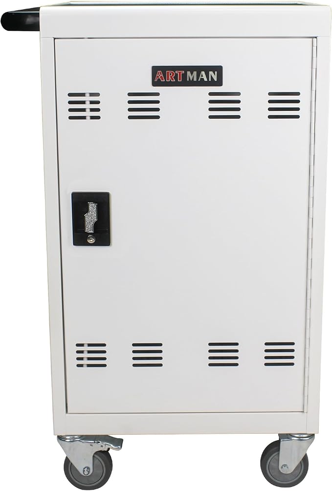 32 Device Mobile Charging Station for Laptops/Tablets/iPads/Chromebooks,32 Bay Lockable Charging Cabinet with Cable Management & Power Strip Included, Laptop & Tablet Storage Carts,Easy Assembly