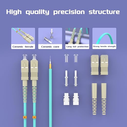 Fiber Patch Cable 17ft/5meters SC/UPC to SC/UPC OM3 10Gb/Gigabit MultiMode - Image 4
