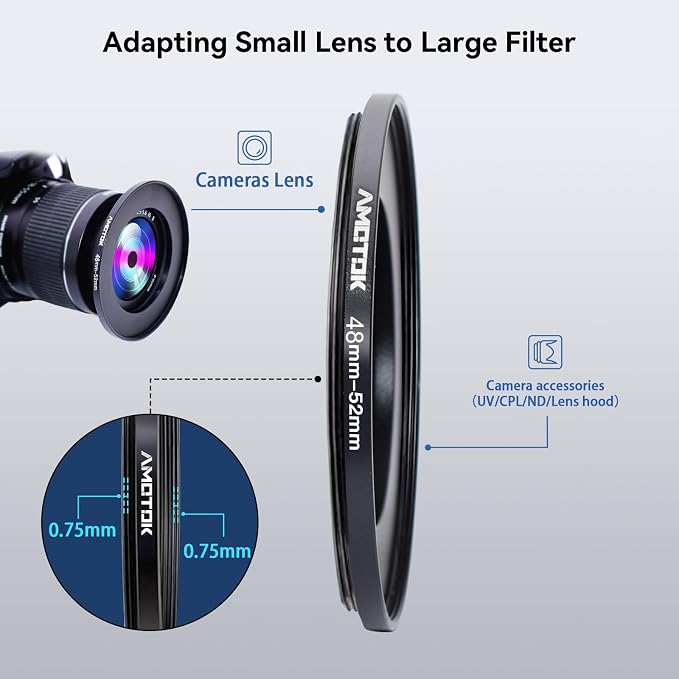 48mm Lens to 52mm Camera Lens Adapter, 48mm to 52mm Filter Step up Ring Adapter - Image 4