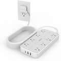 Flat Plug 15 FT Extension Cord, TESSAN Surge Protector Power Strip with 8 AC and 3 USB(1USB-C) Ports, 1080J Protection, Wall Mount Widely Spaced Charging Station for Home, Office, School, Dorm Room