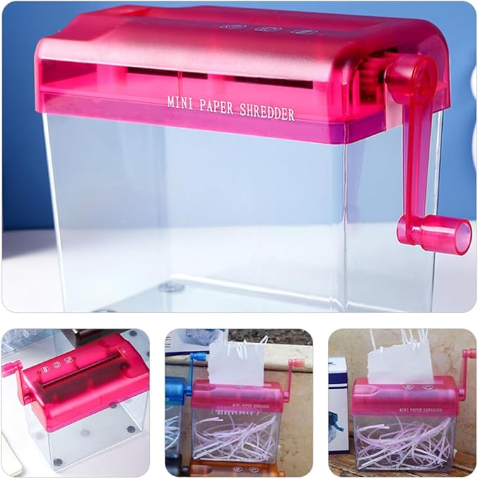 Manual Desktop Paper Shredder Red Small Handheld Shredder for Office and Home Use Wear-Resistant for A4 Paper and Cards