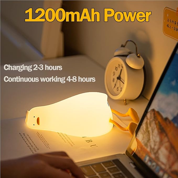 LEDHOLYT Night Light for Kids ,Cute Silicone Nursery Duck Lamp for Baby and Toddler,Fun Animals NightLight for Boys and Girls,Squishy Night Lamp for Bedroom,Kawaii Bedside Lamp for Kids Room