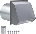 8 Inch Hooded Wall Vent with Screen and Damper, Wall Exhaust Vent Cover Cap for Exterior Ventilation and Outdoor Air Exhaust Kitchen Range Hood Dryer HVAC Duct, Galvanized Steel, Gray