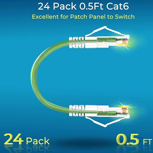 Rapink Patch Cables Cat6/ Cat6a 0.5ft Slim, Cat6a Ethernet Patch Cable 10G - Image 2
