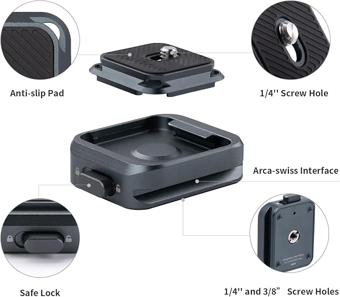 PGYTECH Quick Release Plate +Adapter w/Arca Swiss Clamp Camera Mount for Sony/Nikon/Fuji/DJI Quick Setup Mount with Tripods Adapter
