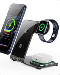 Intoval 3 in 1 Wireless Charger for iPhone 17/16/15/14/13/12,Wireless Charging Station for Apple Devices, Aluminum Charging Stand for iWatch 11 10 9 Ultra 3/2 SE 3/2,for AirPods 4 3 2 Pro 3/2