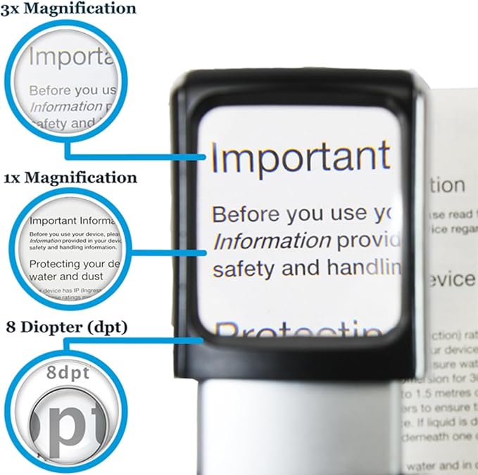 Small-Magnifying-Glass with LED-Light 3X Lighted-Pocket EasY Magnifier -Hand Held Lighted Magnify Glasses for Close Work Reading Books Pill Bottles; Mini Lens for Visually Impaired A Low Vision Aid