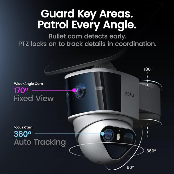 aosu T2 Pro Solar Security Cameras Wireless Outdoor, 4 Cam Kit, 3K Dual Cam No - Image 3