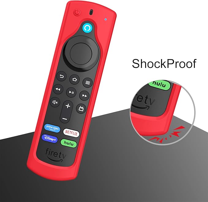 CaseBot Remote Case for Fire TV Stick HD/4K/4K Max (1st Gen)/Fire TV Stick (3rd Gen)/Lite - Anti-Slip Shockproof Silicone Cover for Alexa Voice Remote (2nd & 3rd Generation) (Red)